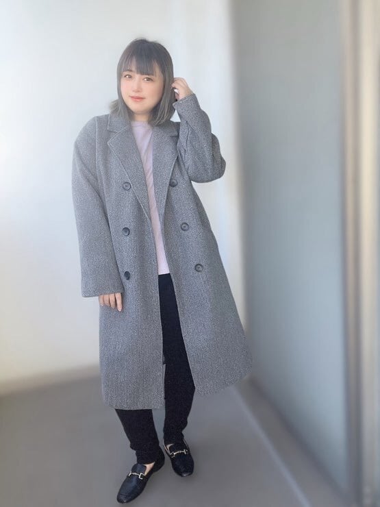 ロングチェスターコート ダブルブレスト オフィスカジュアル 通勤 通学 きれいめコーデ CH6075
