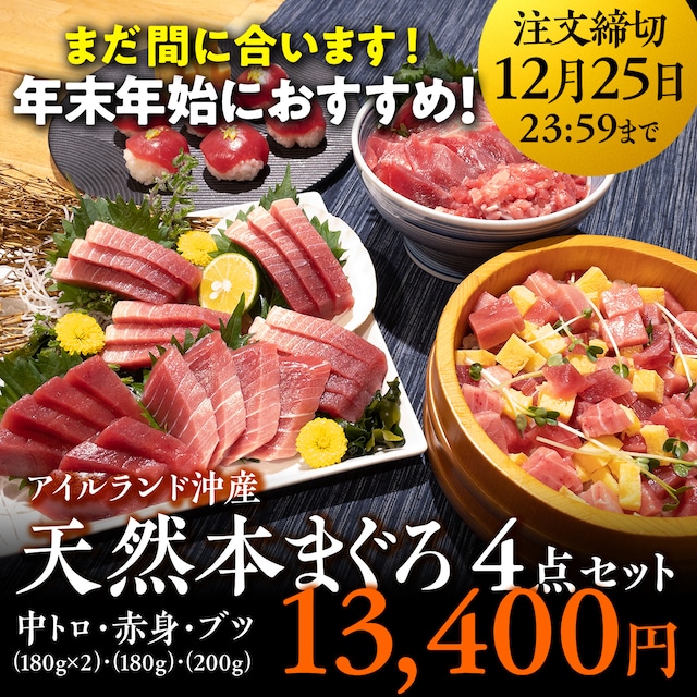 (0723)【ご指定日にお届け】天然本まぐろ４点セット