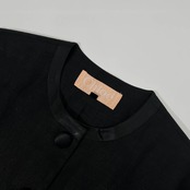 リネン100% Chloe BLACK FORMAL クロエ ノーカラージャケット 11AR/ブラック レディース フォーマル ビンテージ