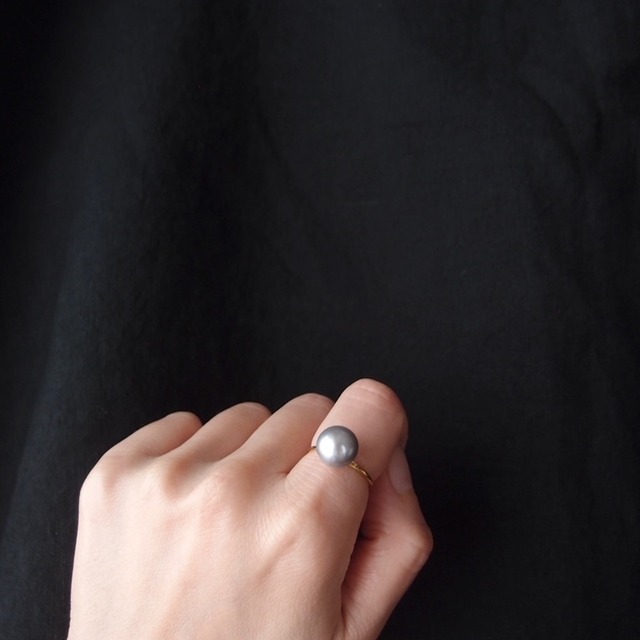 Baroque Pearl Ring【GP】バロックパール 指輪（11号フリー／Button）Gray