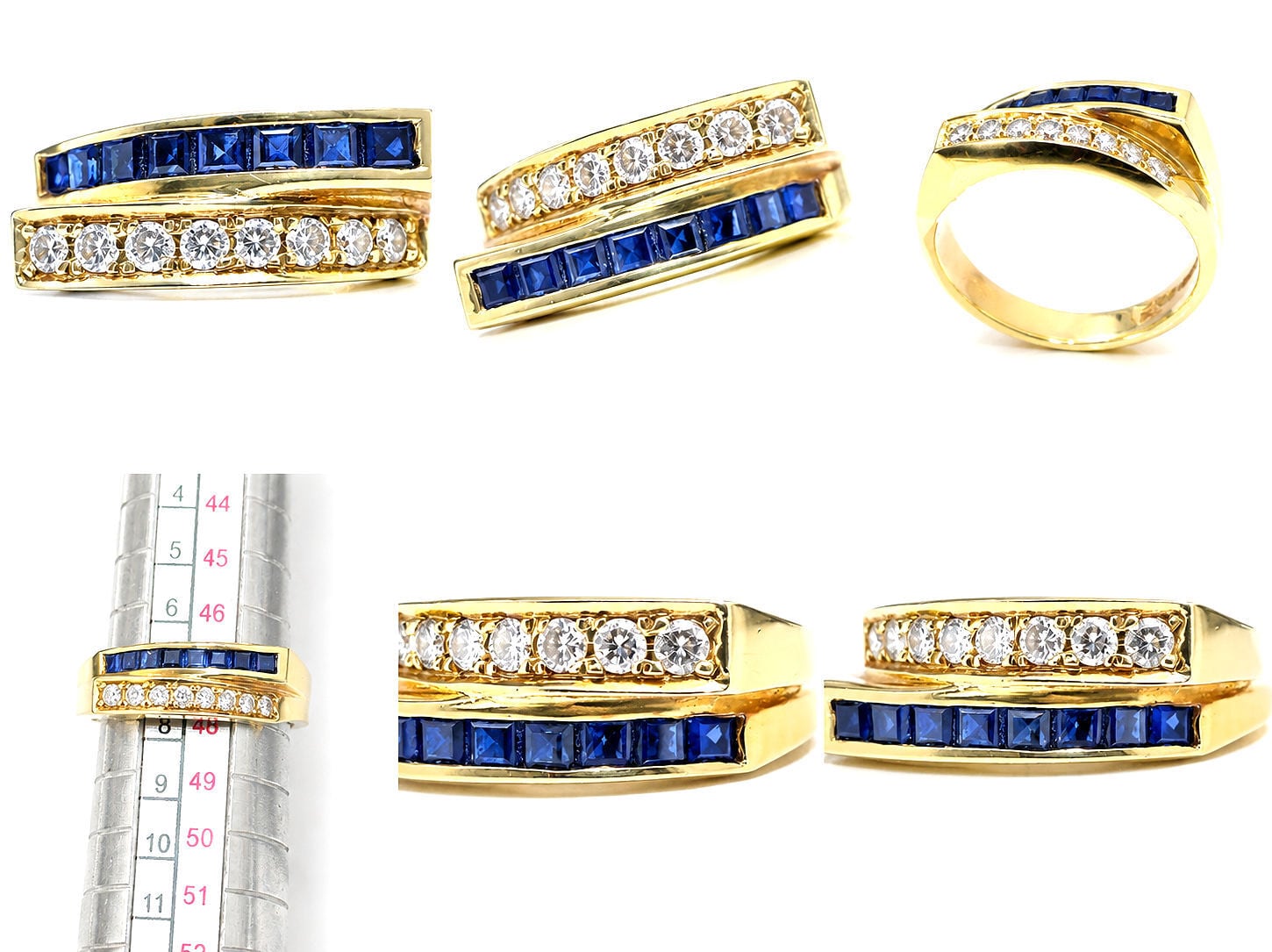 TIFFANY ティファニー K18 YG ダイヤモンド サファイア リング 8P