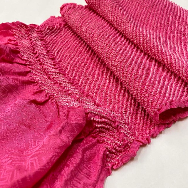 帯揚げ 帯揚 ピンク 訳あり 振袖 絞り 小紋 紬 訪問着 普段着用 礼装用 正絹 絹100％ 和装小物 中古 3781