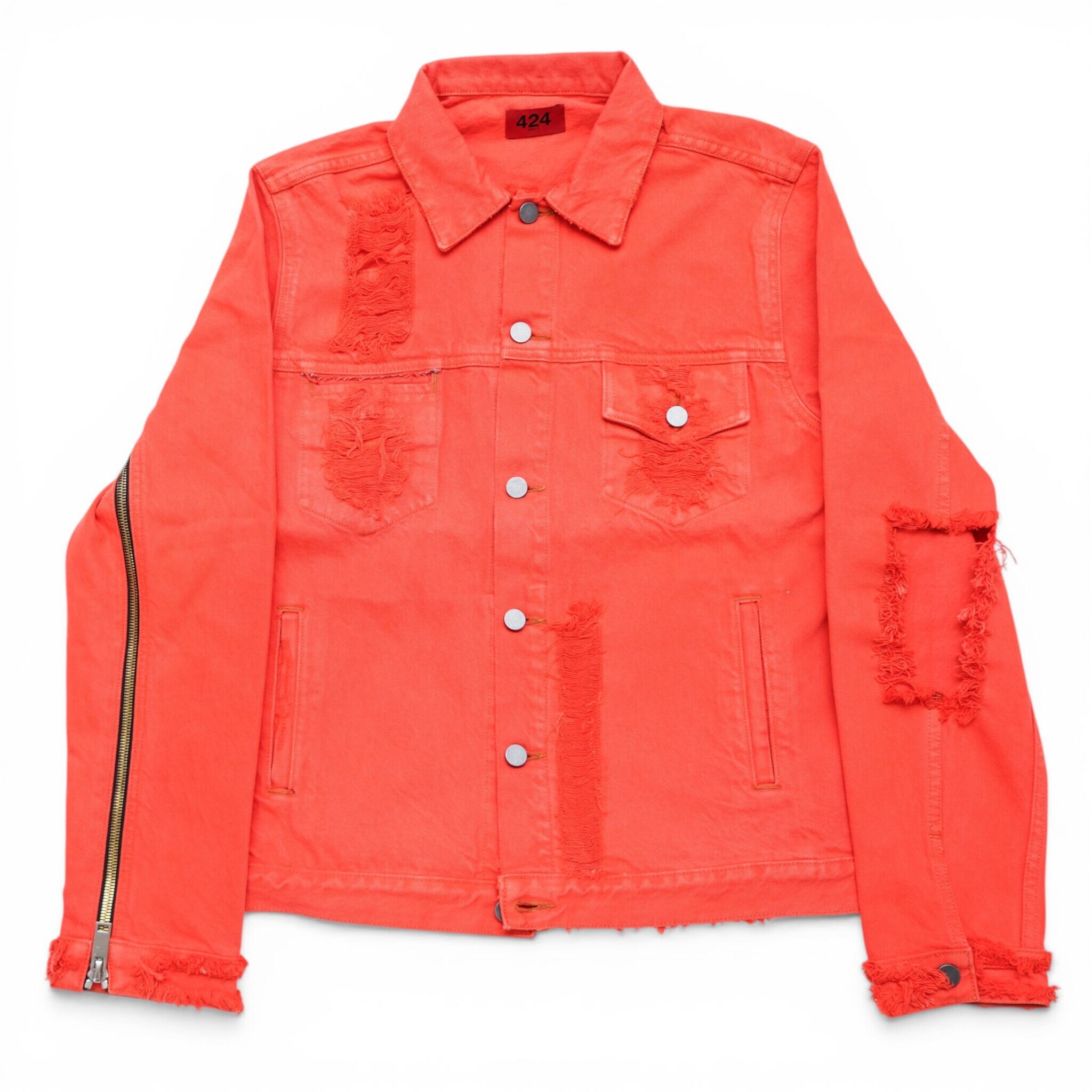 424 Denim Jacket orange Damage デニムジャケット オレンジ サイズS 424 Denim Jacket orange Damage デニムジャケット オレンジ サイズS