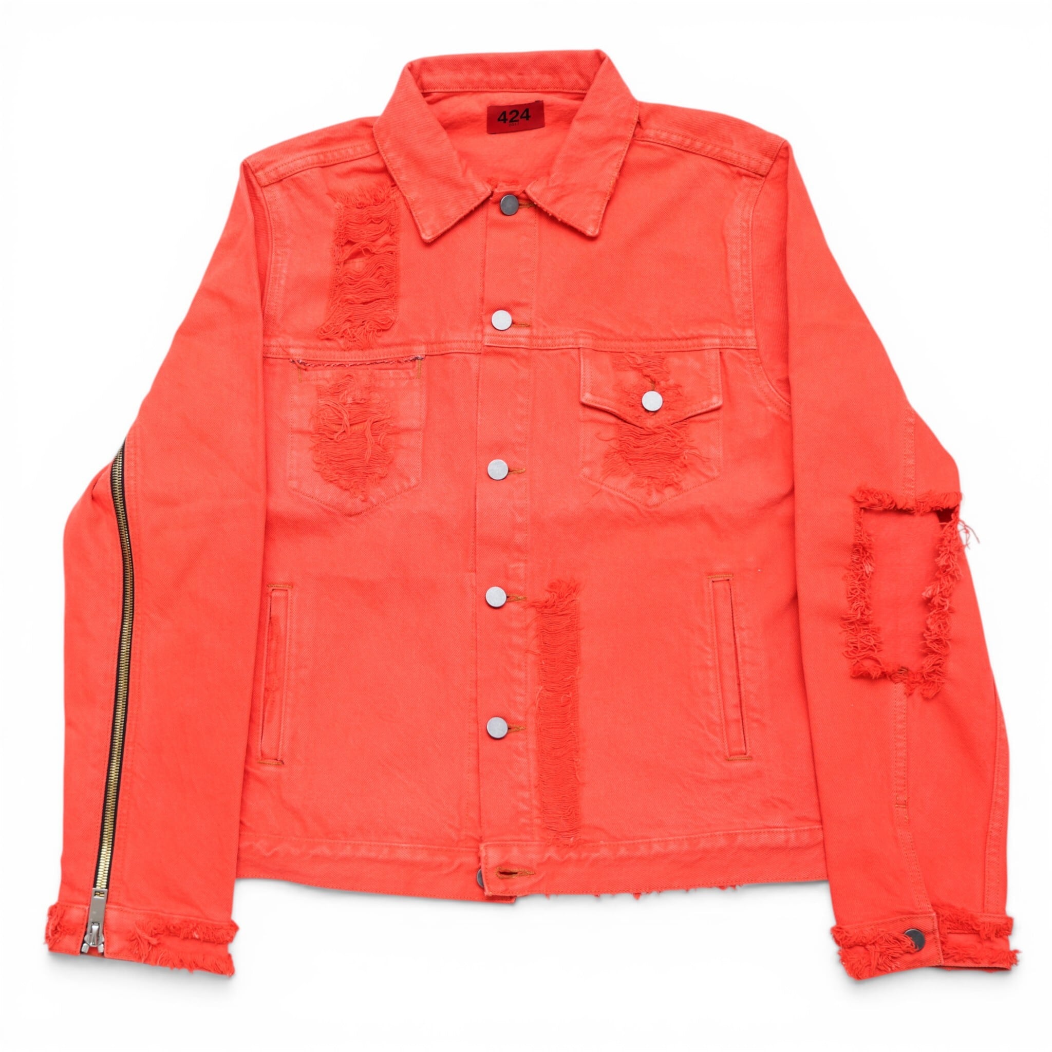 424 Denim Jacket orange Damage デニムジャケット オレンジ サイズS