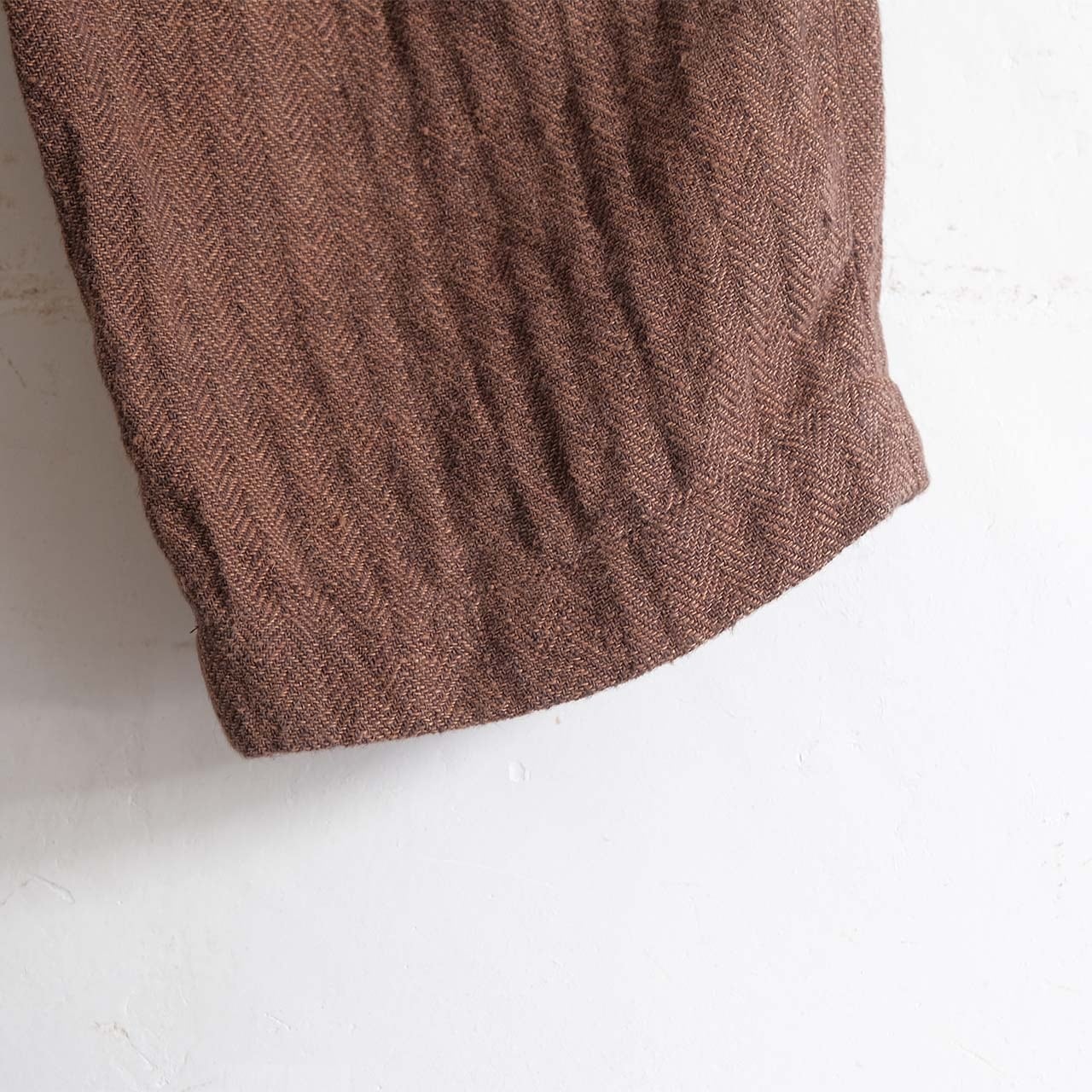 unisex egg pants C／herringbone linen〈brown×beige〉 | SALUÉ