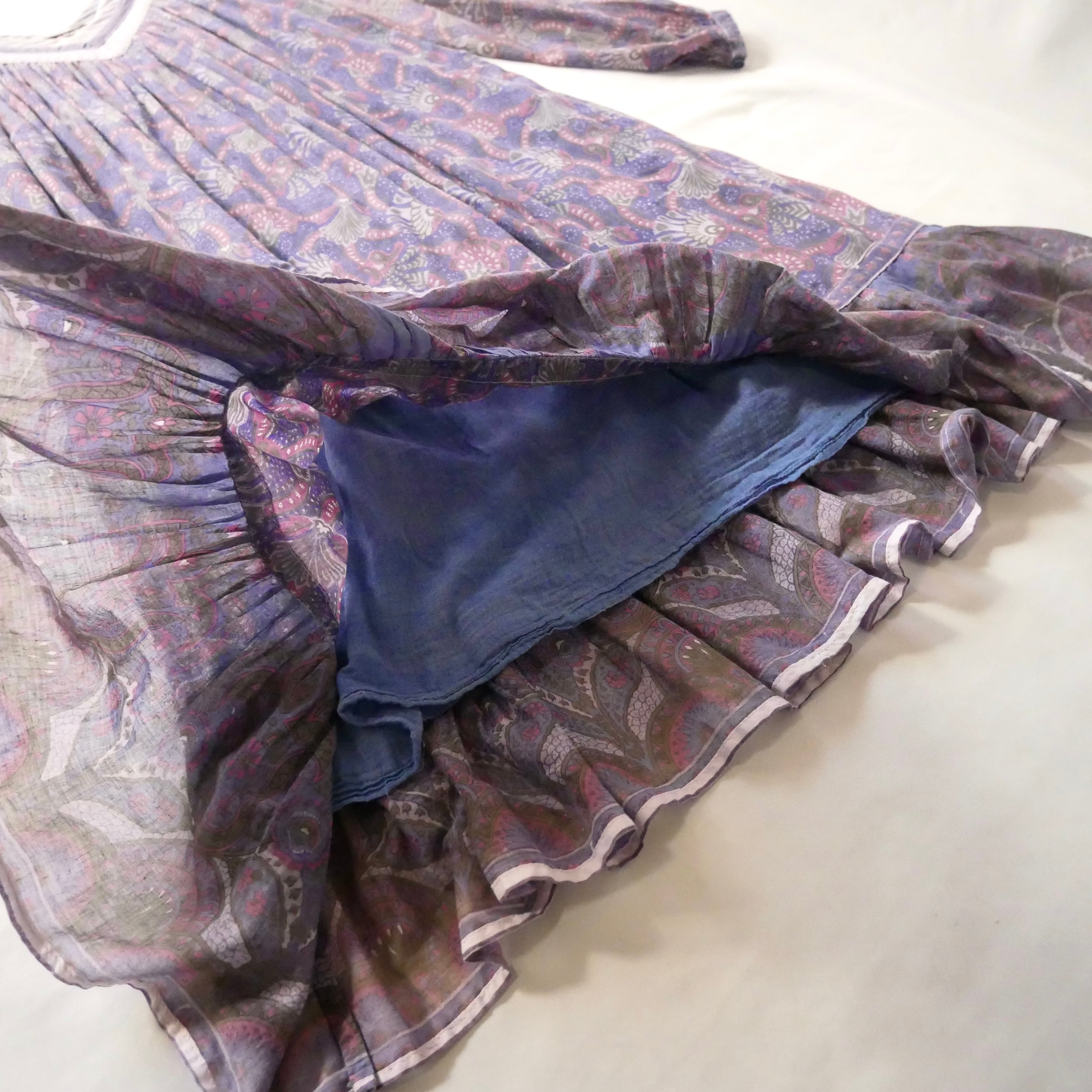 70s vintage madein Indian cotton purple onepiece 70年代