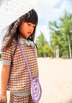 残り1点(2-3y) Knit Planet / Salior collar top  / LIGHT BLUE&NUT SHELL