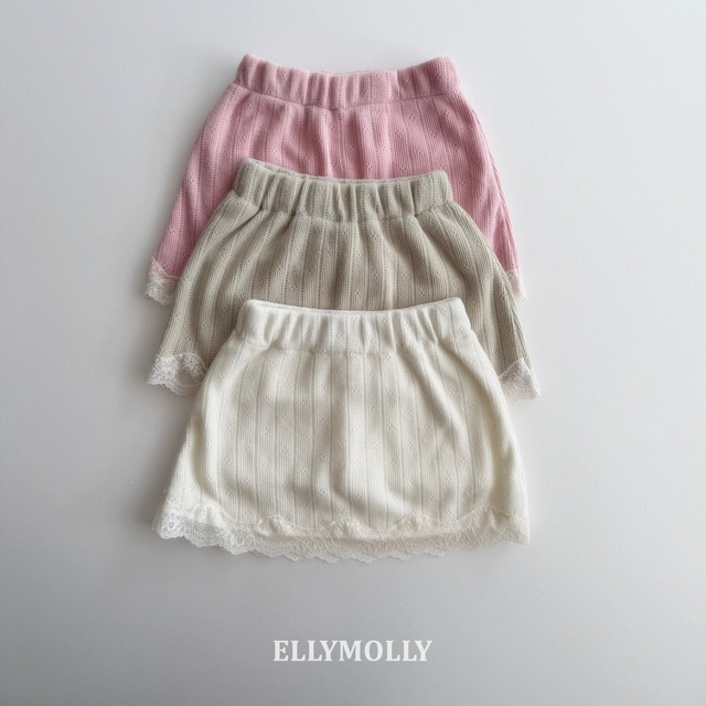 [予約] ELLY MOLLY - emily eyelet skirt ( pink / olive / cream )