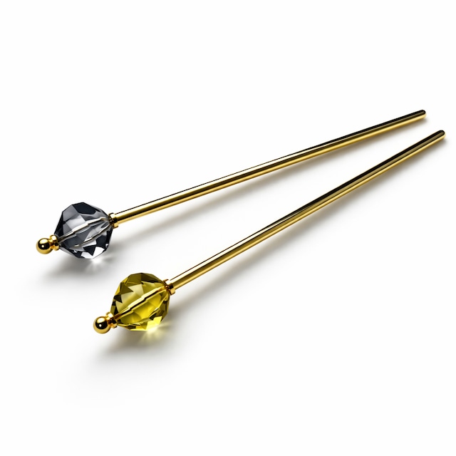 ツイストファセットビーズのかんざし/ブラック&イエロー