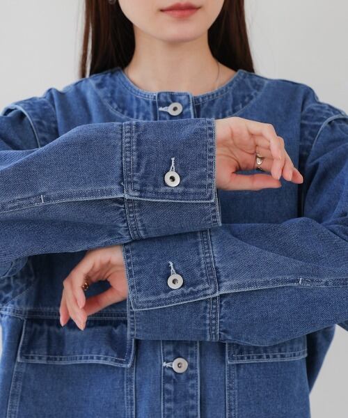 AALTO 2wayビッグカラーデニムジャケット AALTO 2wayビッグカラーデニムジャケット