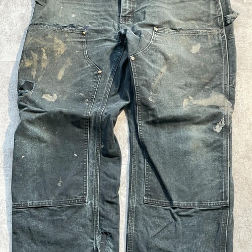 USA製 ブラック ダブルニー Carhartt B01 BLK 38×30 詳細写真5
