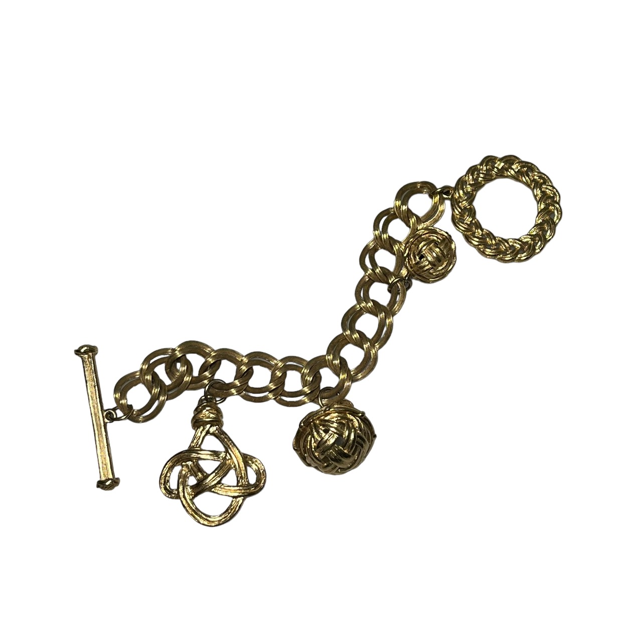 vintage GIVENCHY gold color metal braids design bracelet with toggle