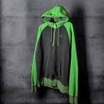 00s NIKE ハーフジッププルオーバーフーディ　ラグラン　黒×緑　M