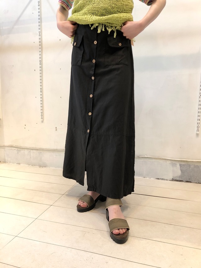 Linen × Cotton Button front skirt