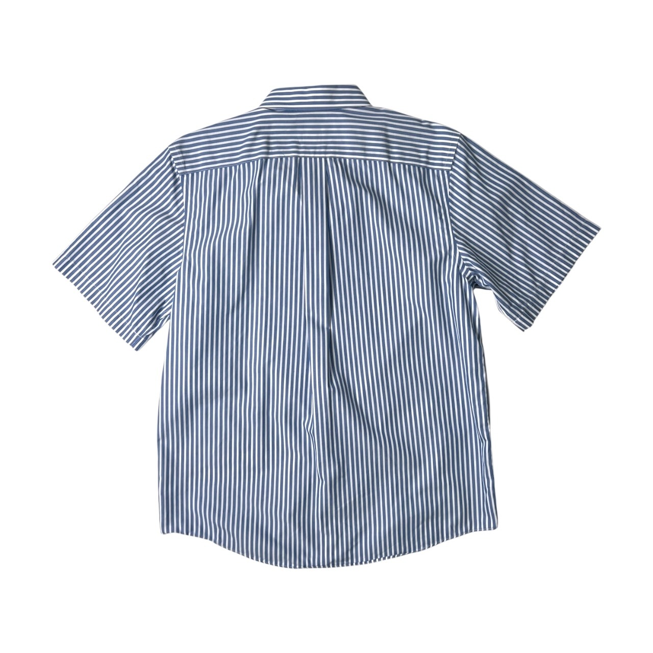 L.L.Bean エルエルビーン ストライプ BD 半袖シャツ L/ブルー ホワイト/WRINKLE RESISTANT