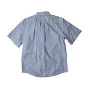 L.L.Bean エルエルビーン ストライプ BD 半袖シャツ L/ブルー ホワイト/WRINKLE RESISTANT