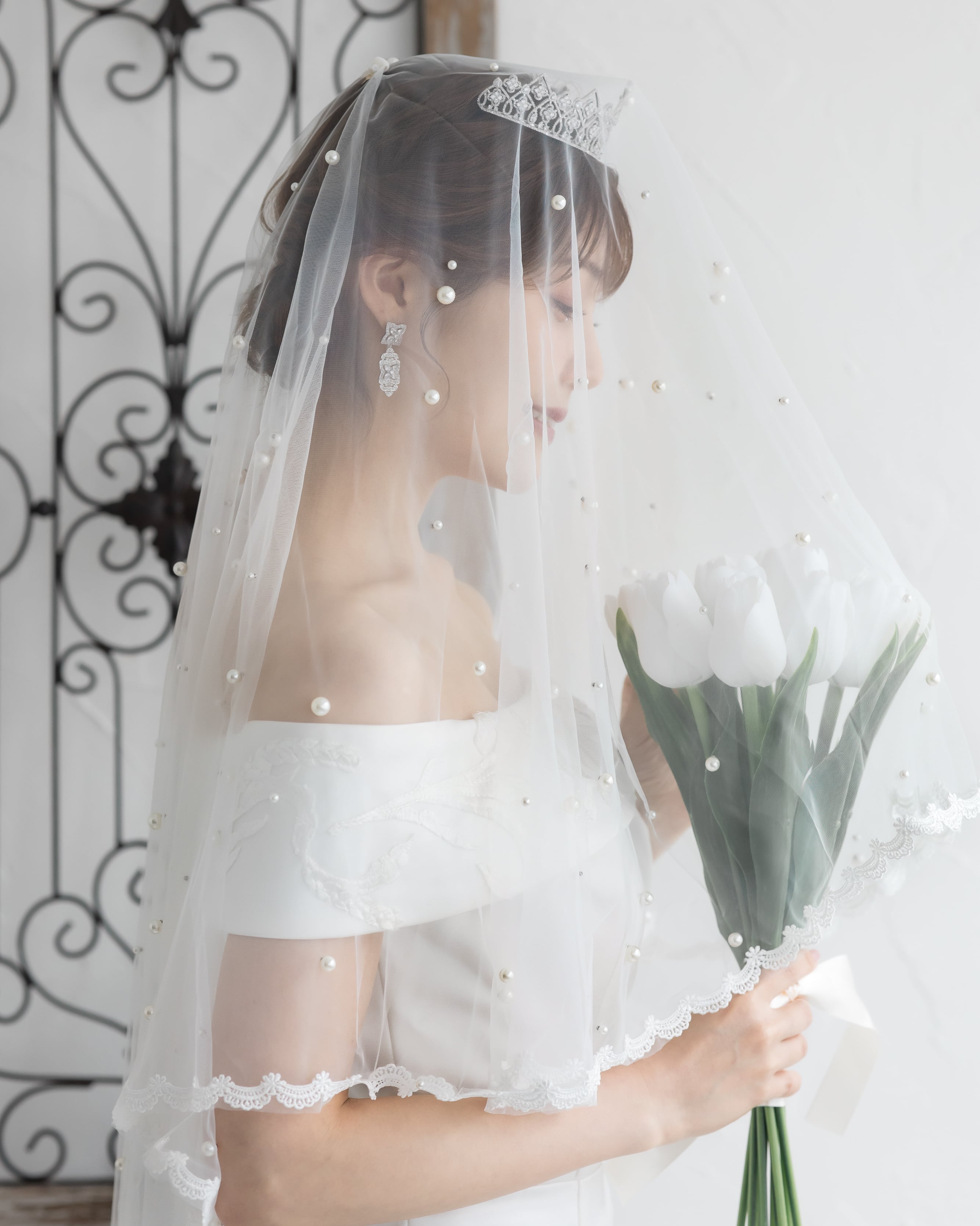 タカミブライダル すばや パール 花柄 ロングベール タカミブライダル すばや パール 花柄 ロングベール
