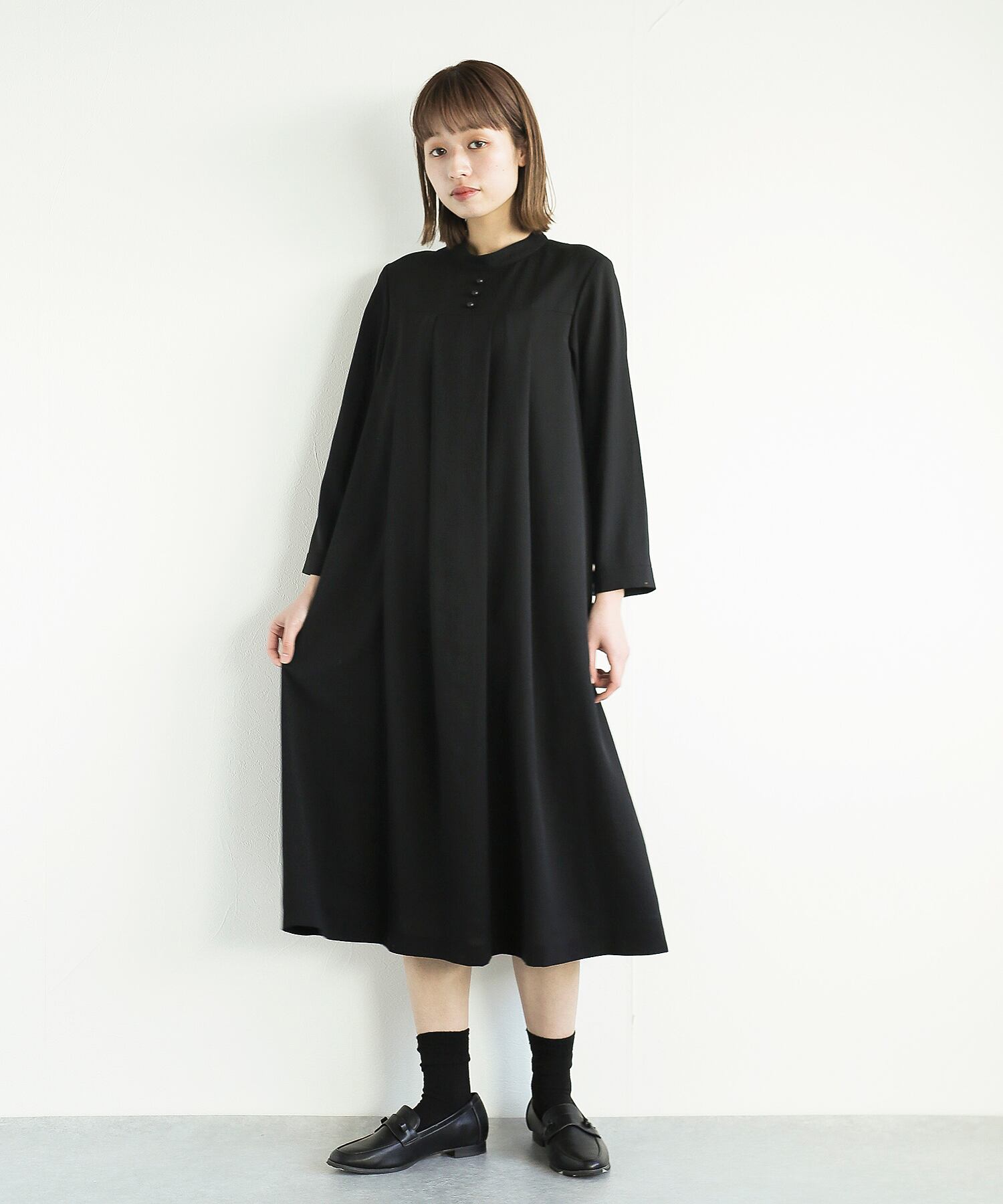 最強配送】喪服・礼服【洗える】ヨーク切り替えタックフレアー