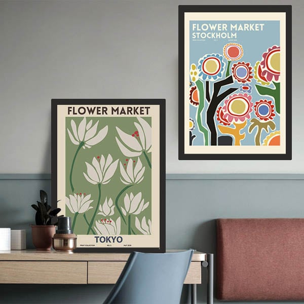 単品 33×43cm アートパネル 枠付き フレーム絵画 ポスター 抽象花柄