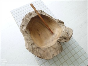 チーク無垢材 プリミティブトレイ / Φ30cm サラダボウル 入れ物 大型食器 自然な様 ナチュラル 世界三大銘木