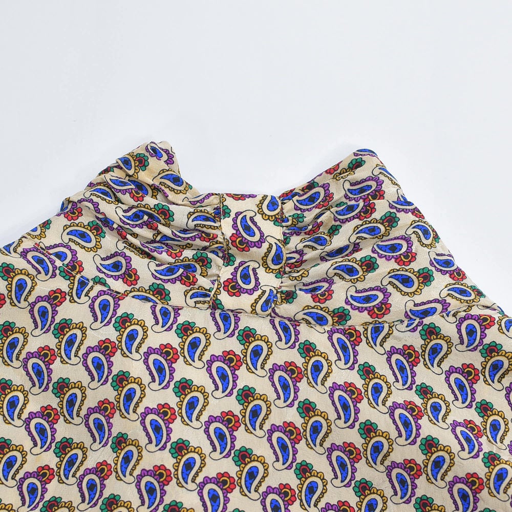 80～90s Balla Valentina バラバレンティナ ペイズリー柄 ドレープデザイン 半袖 シルク カシュクールブラウス ドルマンスリーブ マルチカラー ベージュ ヴィンテージ 絹 ビンテージ 古着 レディース Mサイズ 80～90s Balla Valentina バラバレンティナ ペイズリー柄 ドレープ