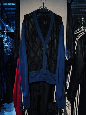 【D4C】Diamond leather patchwork design docking cardigan