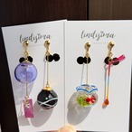 【片耳販売】日本の夏を感じる金魚鉢のミニチュアピアス イヤリング