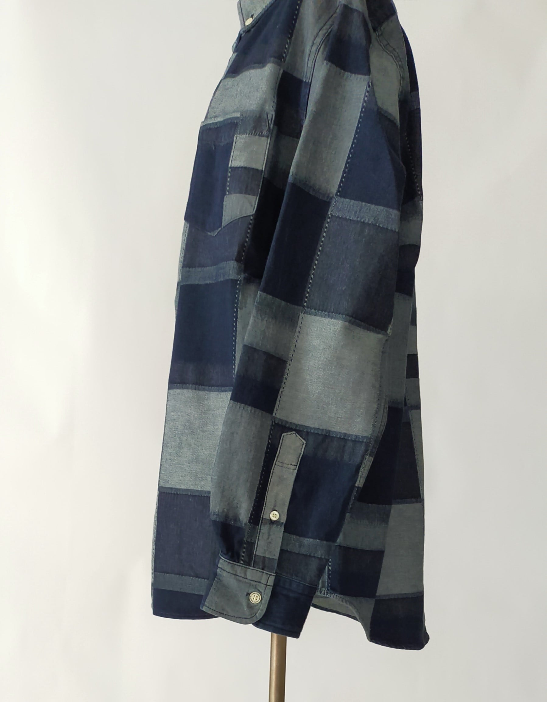 パッチワーク風シャツ(M) ネイビー | EDGE OF LINE｜ONLINE STORE