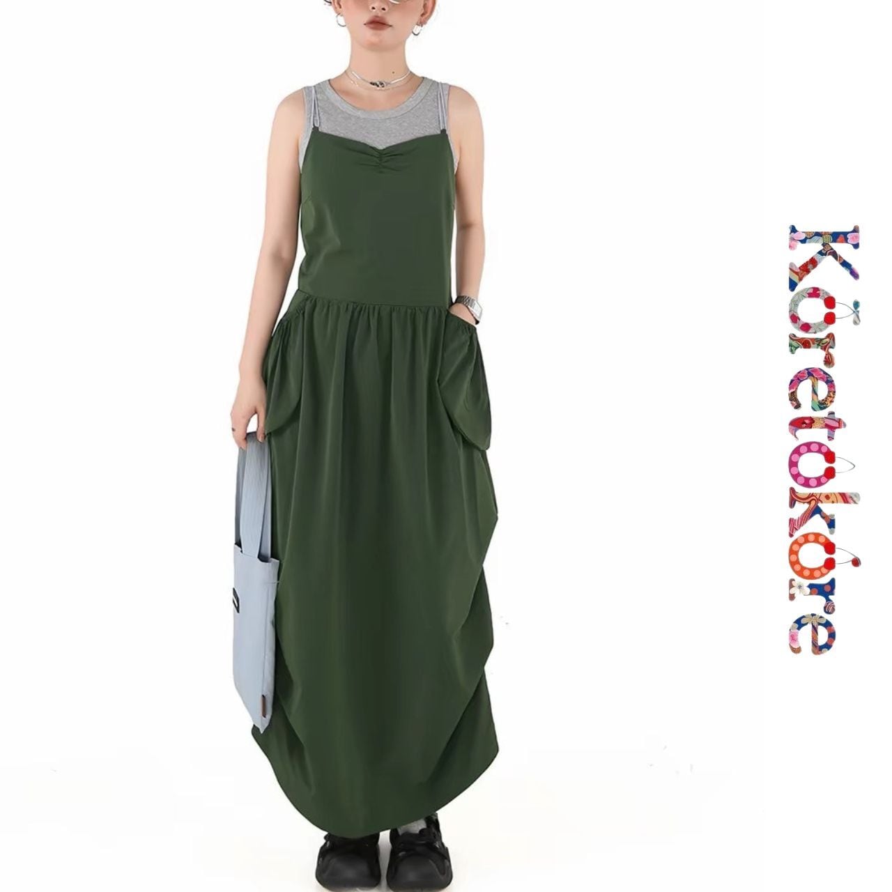 Crossed Back Balloon Jumper Dress A1228