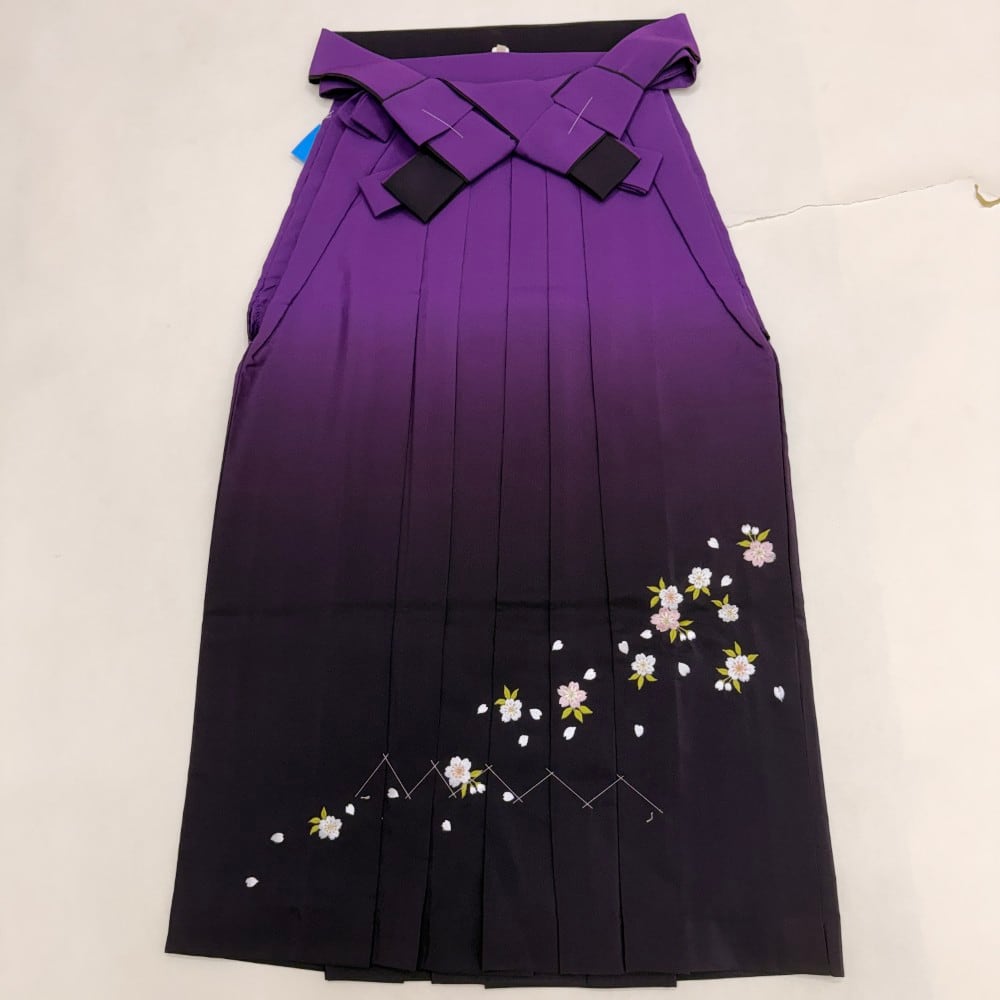 袴 S size 紐下丈87cm 行灯袴 卒業袴 女性用袴 紫 ぼかし 刺繍 中古 5859