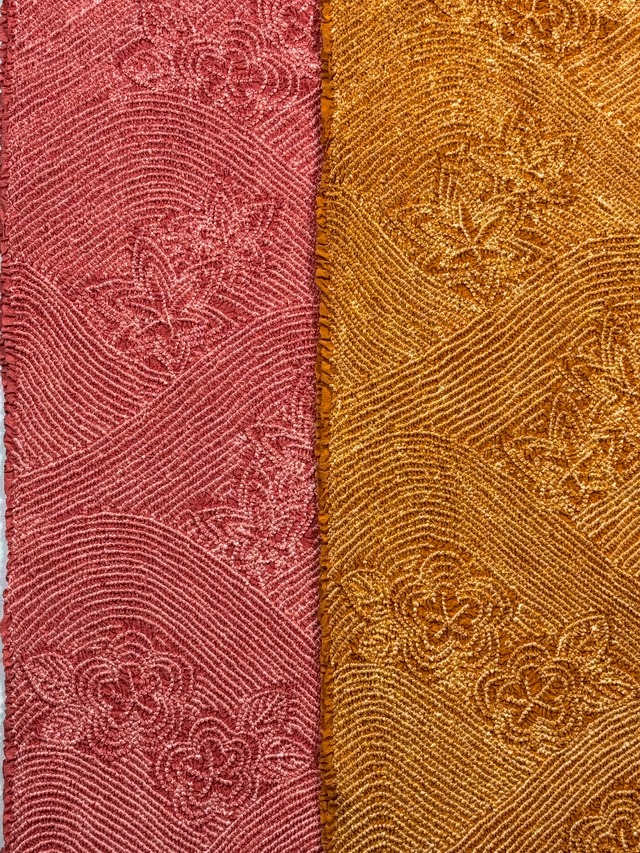 おしゃれ用　総絞り波に梅もみじ　帯あげ