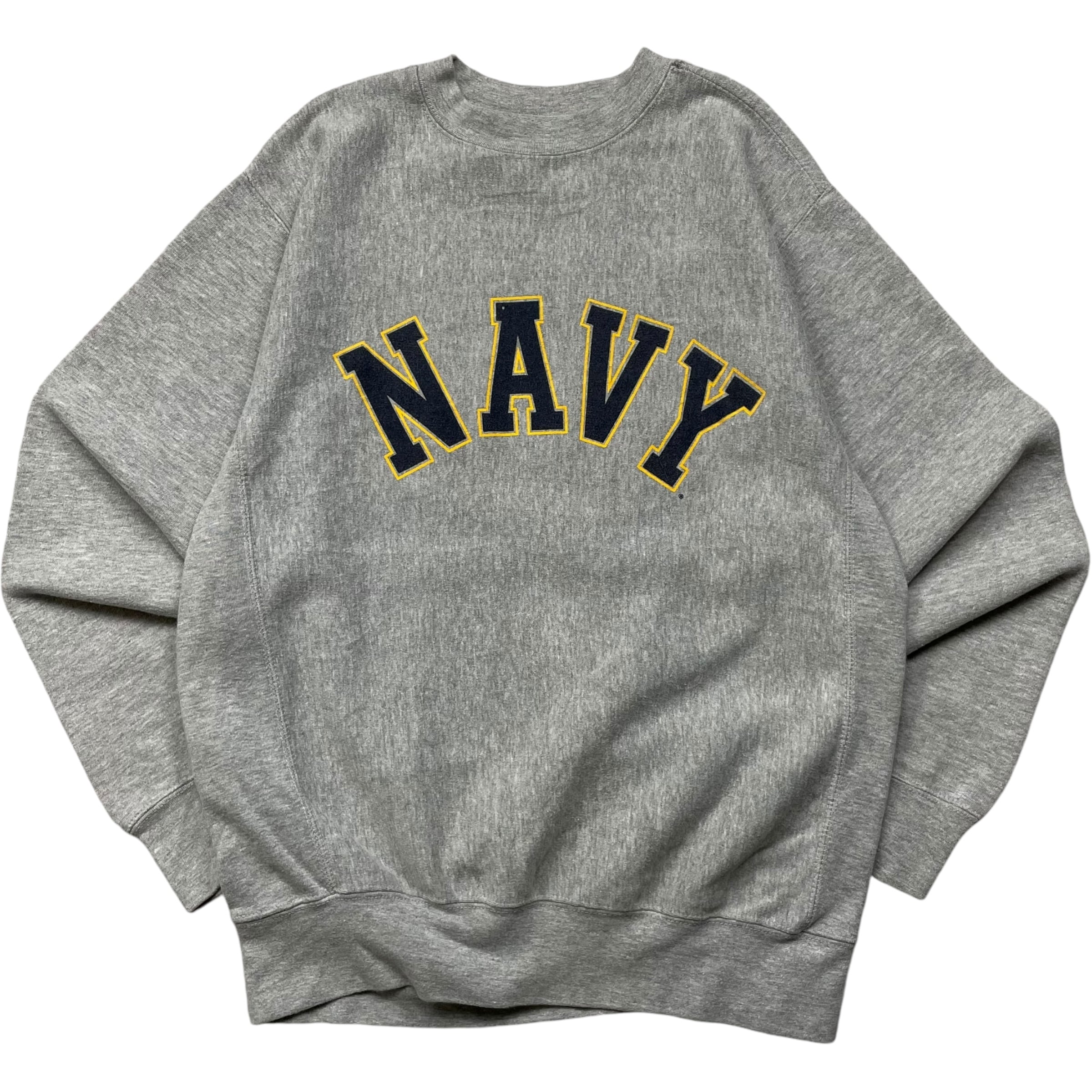 《S》 MV SPORT スウェットリバースウィーブ風 NAVY プリント グレー 90年代〜 no.4917