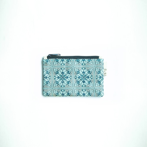 Ashi｜亜紙 Flat Pouch S＊Tile Blue 紙ポーチ タイル ハンドメイド