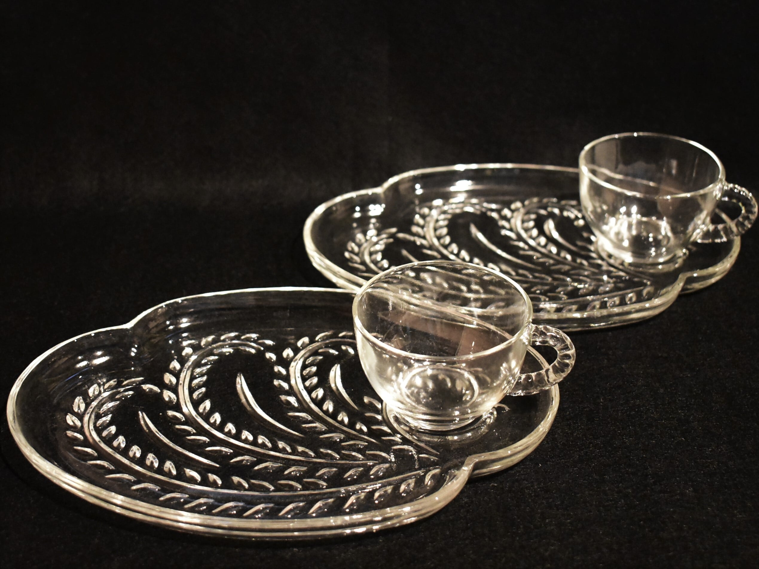 アメリカ★インディアナ・グラス★ティアラのスナックセットｘ2客 アメリカ☆インディアナ・グラス☆ティアラのスナックセット