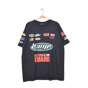 ナスカー NATIONAL GUARD Tシャツ 黒 ブラック 企業ロゴ スポンサー DALE JR. ヘビーコットン メンズXL相当 古着 @BZ0256