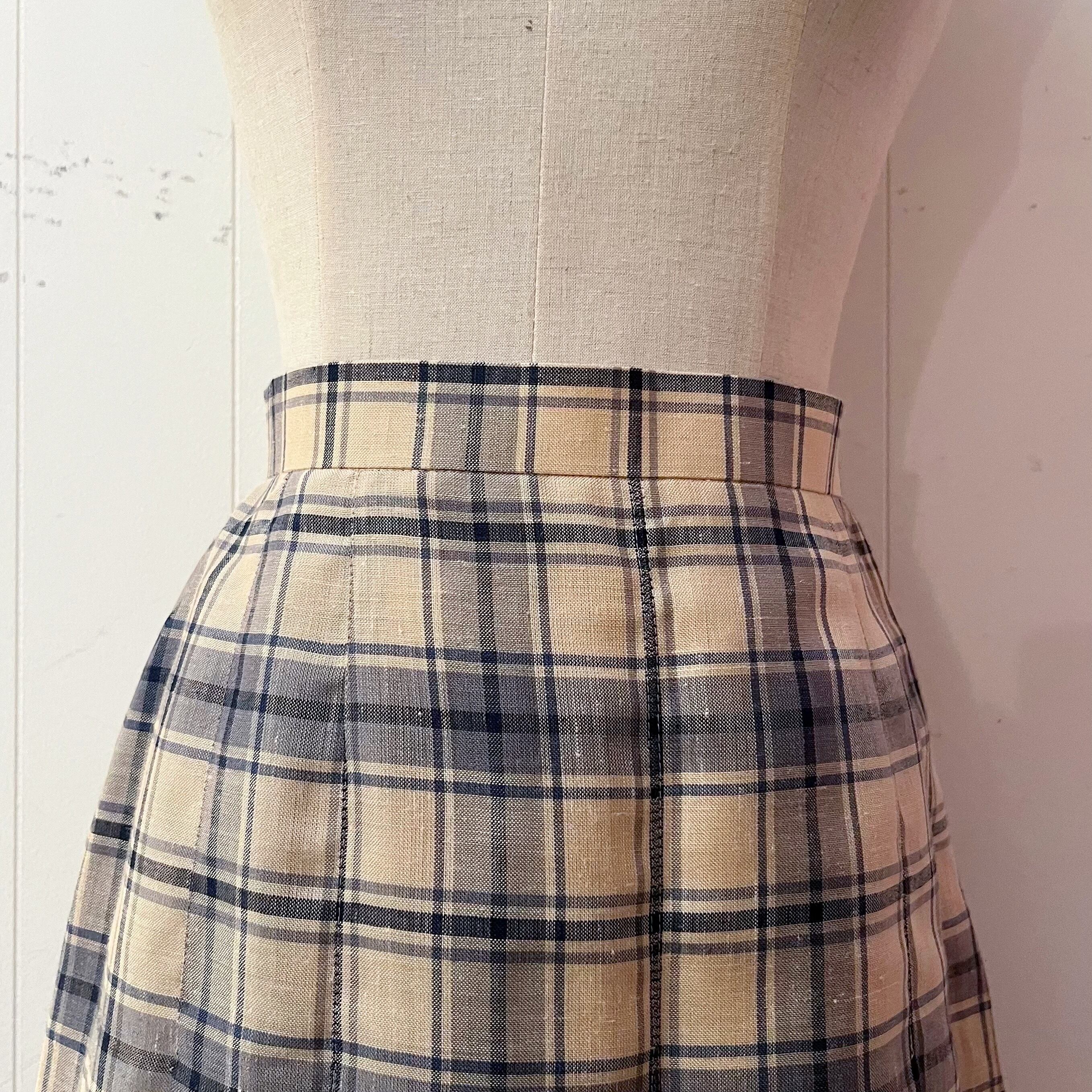 DAKS / blue beige check skirt