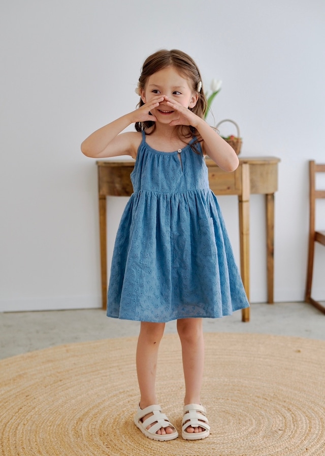 ポケット付きキャミワンピース〈Blue〉