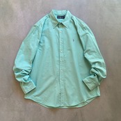 90s RALPH LAUREN　無地　BD　長袖シャツ　ラルフローレン　ミントグリーン　XL 古着