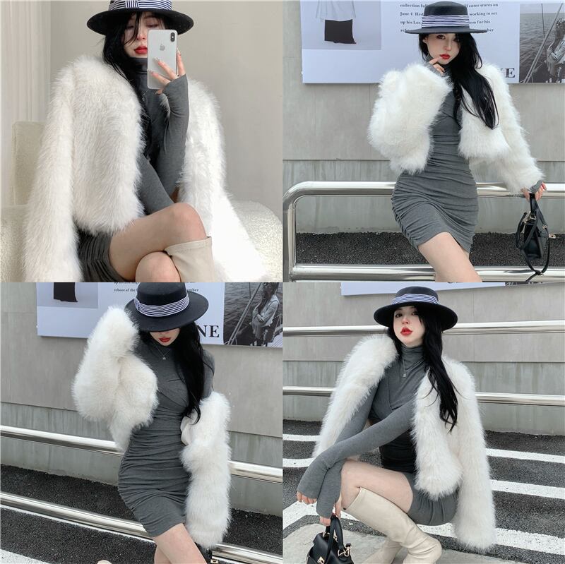 フェイクファーコート レディーススタイルルーズショートトップス ロング オータム 秋物 ウィンター 冬物 セブンプリンセス50530683860