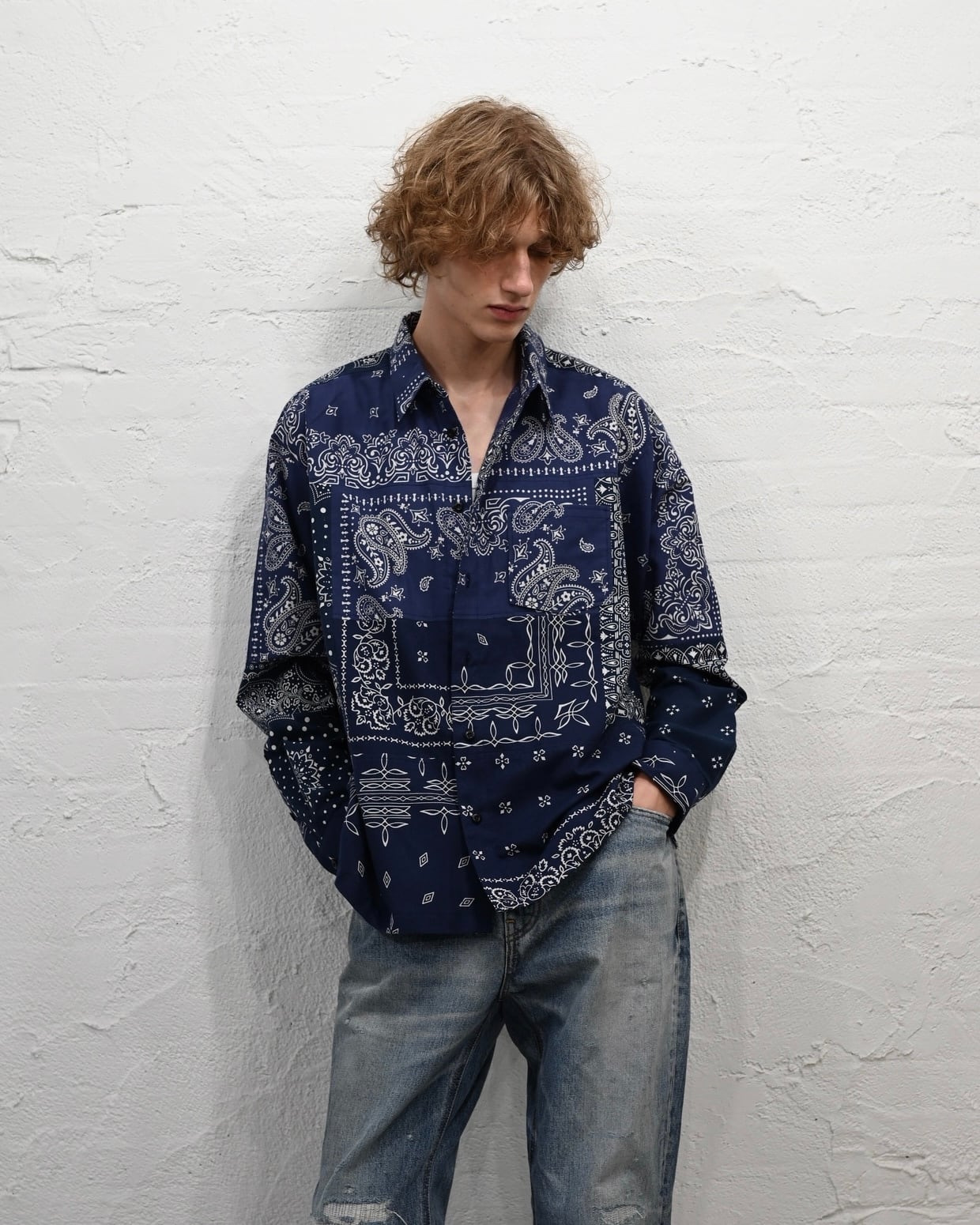 Bandana Shirt c/# NAVY | MIYAGIHIDETAKA
