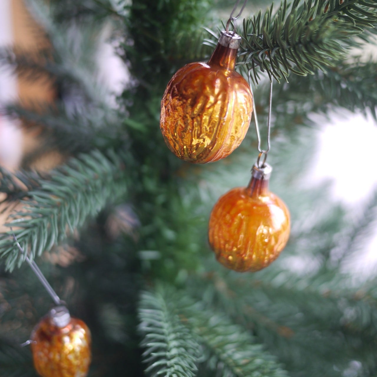 クルミ型ガラス玉9個 クリスマスクーゲル ツリーオーナメント ドイツ