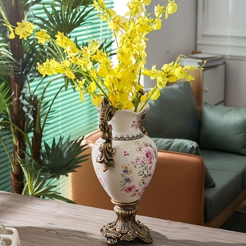花瓶 フラワーポット ゴールド エレガント ゴージャス 花柄 ピンク ブルー ゴールド ホームインテリア