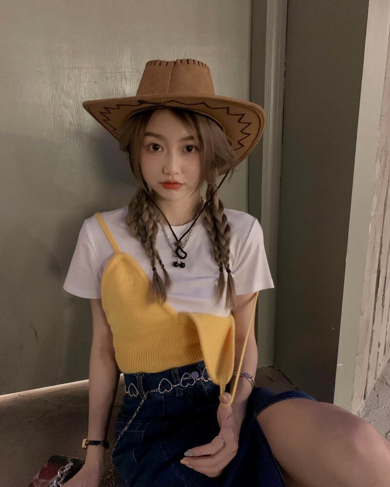 サマーベーシックショートTシャツ カラーVネックニット 夏物 モンロー13464099340