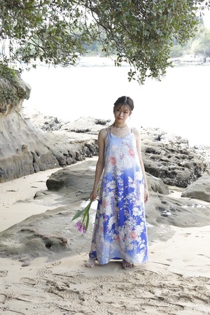 kimono dress "BLUE FLOWERS"