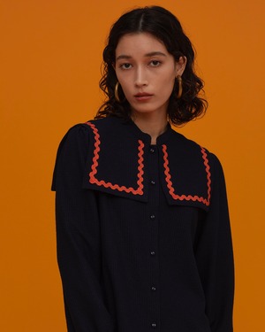 Square Check Blouse(NAVY)