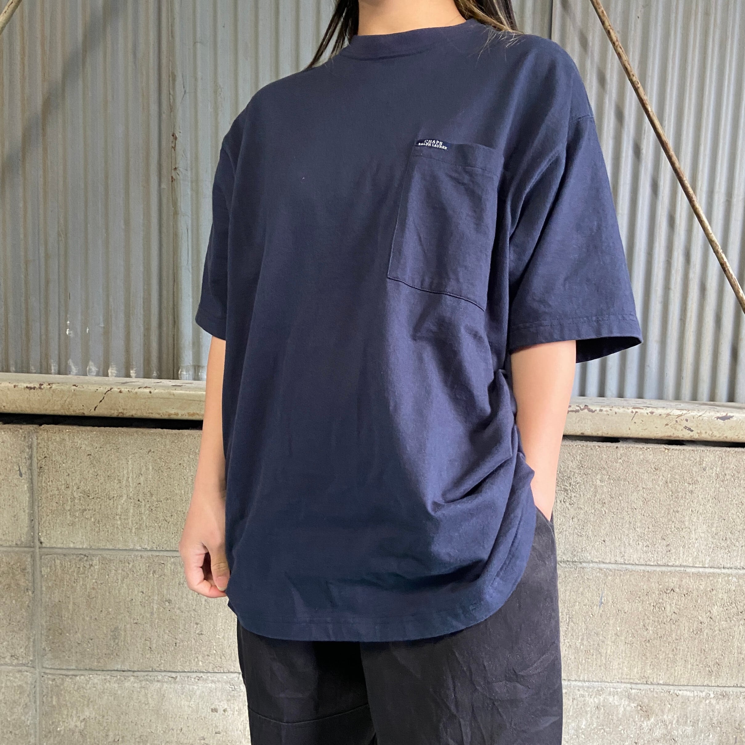 90年代 90s CHAPS Ralph Lauren チャップス ラルフローレン ポケット Tシャツ メンズM 古着 vintage ヴィンテージ  ビンテージ ネイビー 紺 ポケT 無地【Tシャツ】【FSS2308-50a】 | cave 古着屋【公式】古着通販サイト