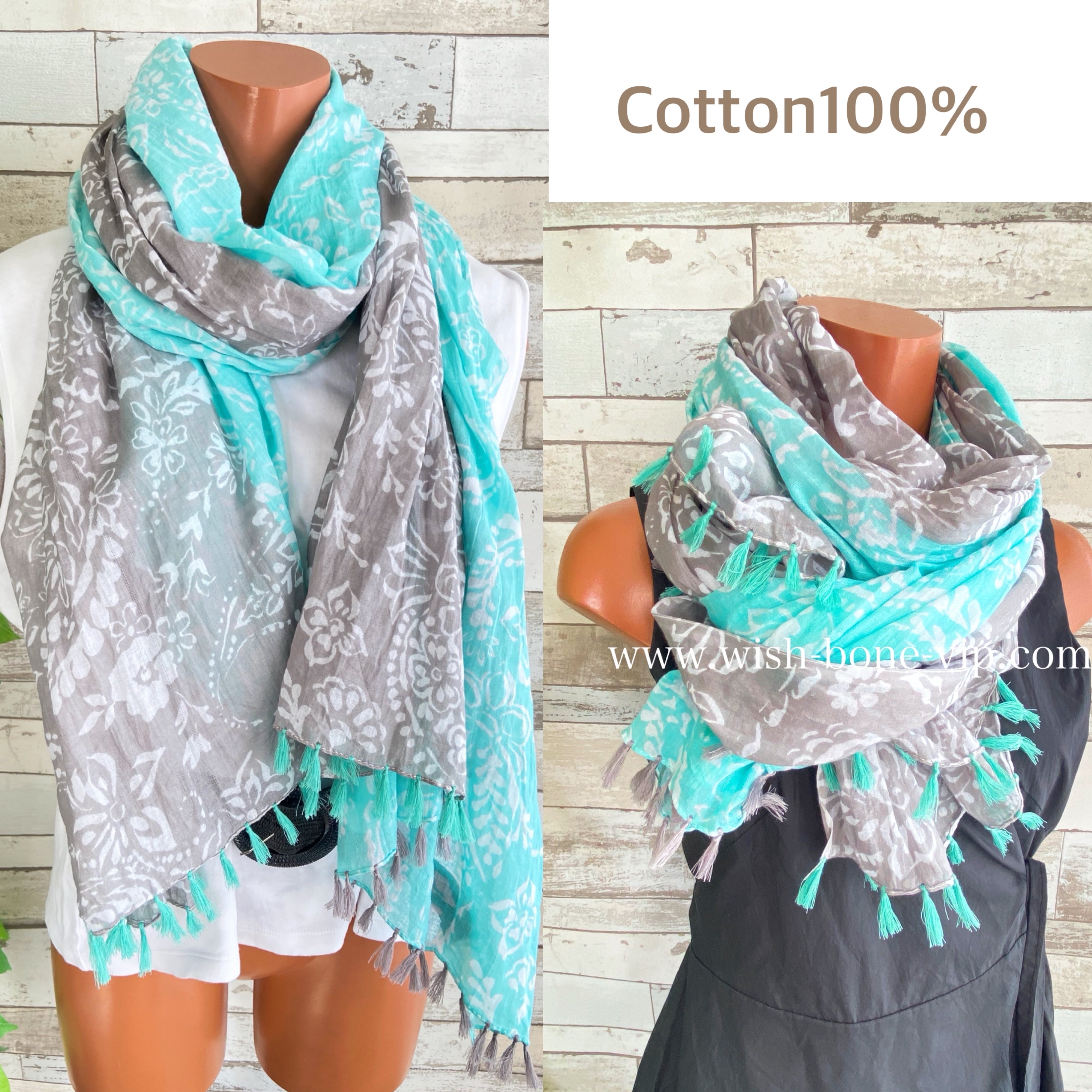 値下げ☆インポートストール COTTON 100% コットン INDIAインポート大判ストール ｜ロングストール