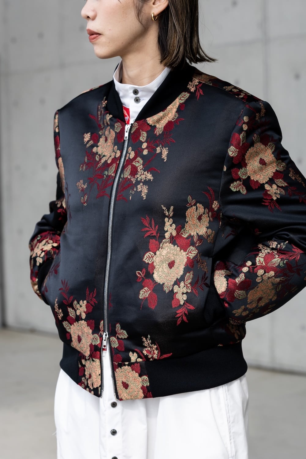 26SSA Crimson flower jacquard blouson | Noir Fr
