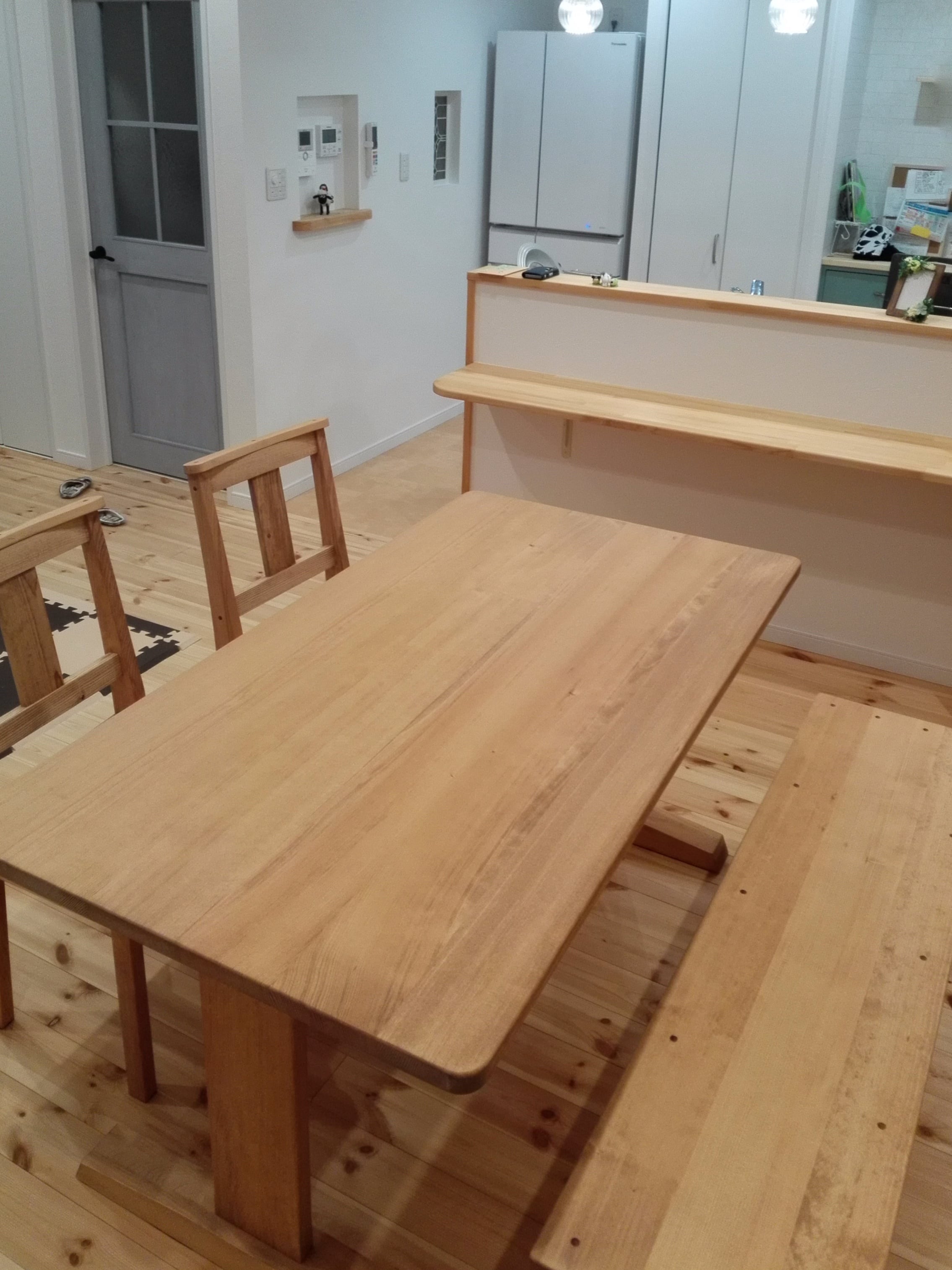 足元すっきりダイニングテーブル w150×d65×h73 サイズ変更 オーダー家具のKINOKA