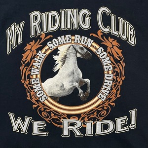 【GILDAN】乗馬クラブ MY RIDING CLUB アーチロゴ アニマルプリント バックロゴ Tシャツ XL ビッグサイズ US古着